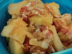 たまドレで!カンタン煮物。じゃがいもとベーコンのたまドレ煮