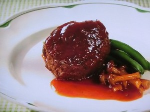 きのこ入り煮込みハンバーグ