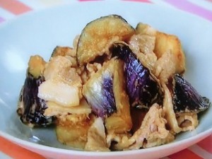 揚げなすと豚肉のごまだれあえ