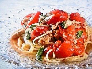 トマトとバジルの冷製パスタ