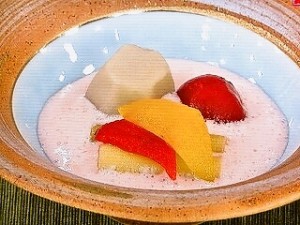 夏野菜のおひたし 梅豆乳ソース