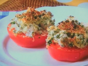 トマトとかじきのパン粉焼き