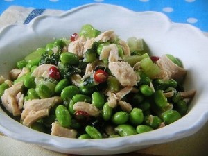 枝豆とツナ、野沢菜炒め