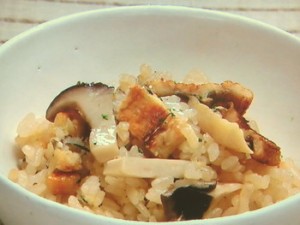 エリンギとあなごの炊き込みご飯