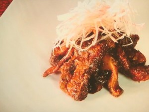 サンマの揚げもの 肝ソース仕立て