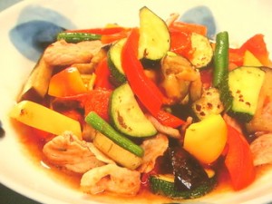 焼き野菜と豚肉の和風マリネ