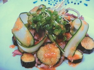 牛しゃぶと揚げなすのサラダ