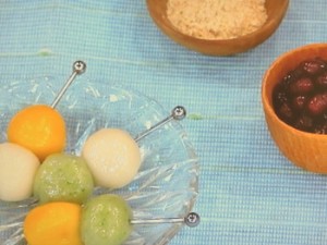 野菜と豆腐の3色白玉