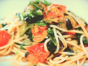 ナスとミニトマトのパスタ