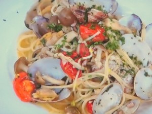 アサリときのこのゆず胡椒風味パスタ