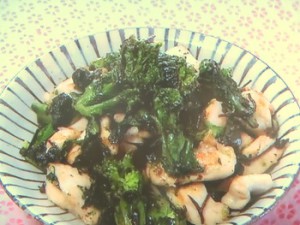 鶏むね肉と菜の花の塩昆布炒め