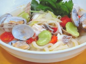 魚介とソラマメのスープうどん