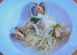 あさりの酒蒸しの冷製パスタ