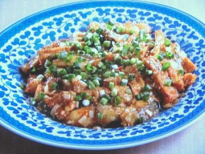 アジと油揚げの香味蒸し