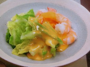 キャベツとえびの黄身酢