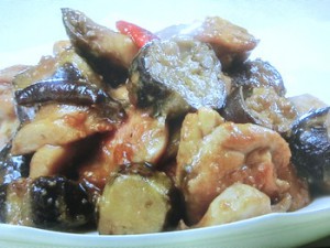 なすと鶏肉のみそ炒め