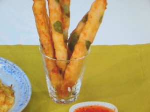 とうもろこしとえびの棒春巻