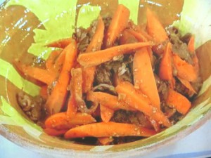 にんじんと牛肉のチョイ辛炒め