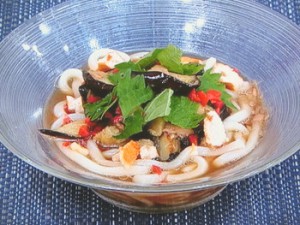 焼きナスの冷やしぶっかけ麺