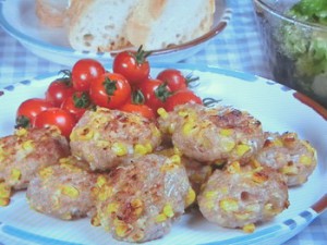 とうもろこしと豚肉のグリルバーグ