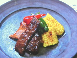とうもろこしと牛肉の甘辛焼き