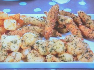 小えびとオクラのチーズパン粉揚げ