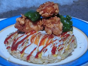サクサクから揚げ&もちもちお好み焼き