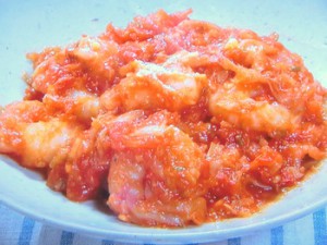 エビとキャベツのトマチリソース