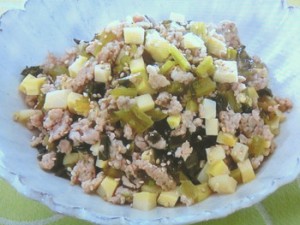 豚ひき肉の高菜炒め