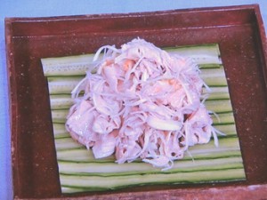 ゆで豚のわさびあえ
