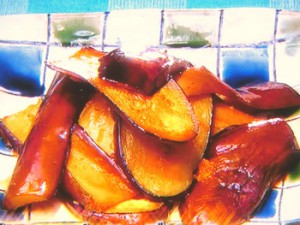 ナスのしょうが焼き(おひかえなすって)