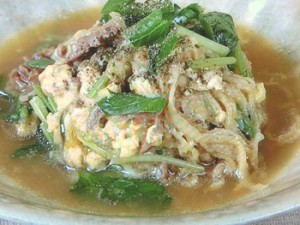 切り干し大根と牛肉の柳川風