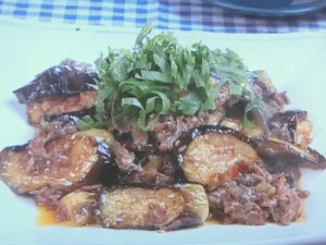 なすと牛肉の梅肉炒め