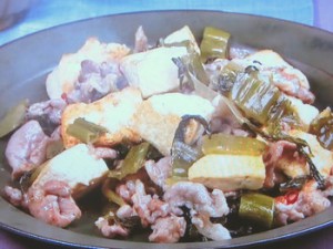 豚肉と豆腐の高菜炒め