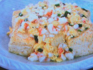 揚げ出し豆腐のエビニラあん