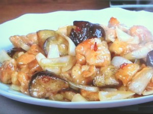 なすと玉ねぎの酢鶏