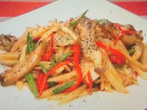 もこみち流 アワビと細切り野菜の中華炒め
