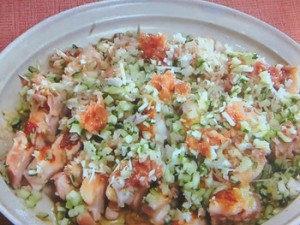 蒸し鶏の薬味梅マリネ