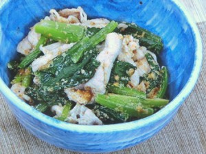 豚肉と小松菜のごまあえ