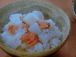 塩ざけと長芋の炊き込みご飯