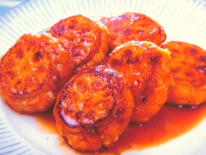 れんこんもちの照り焼き