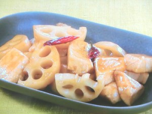 かじきとんれんこんの甘酢炒め