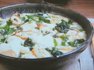 豆腐とほうれん草のかき卵煮