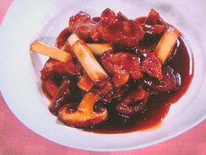 しいたけと豚肉の甘辛煮込み