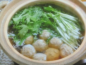鶏つくねと水菜の鍋
