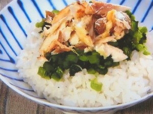 塩サバと野沢菜のせごはん