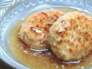 大豆と豚肉のつくね白ねぎあん