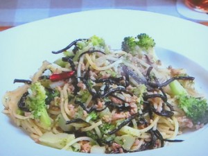 ブロッコリーとひじきの和風パスタ