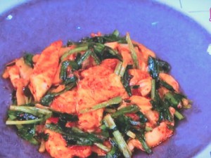 鶏マヨキムチ炒め
