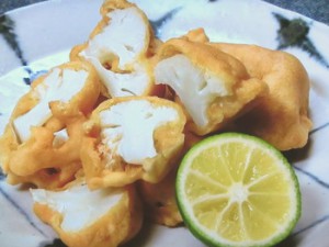 カリフラワーと鶏ささ身のしょうゆ揚げ